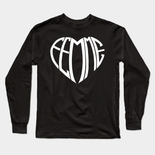 White Femme Heart Long Sleeve T-Shirt